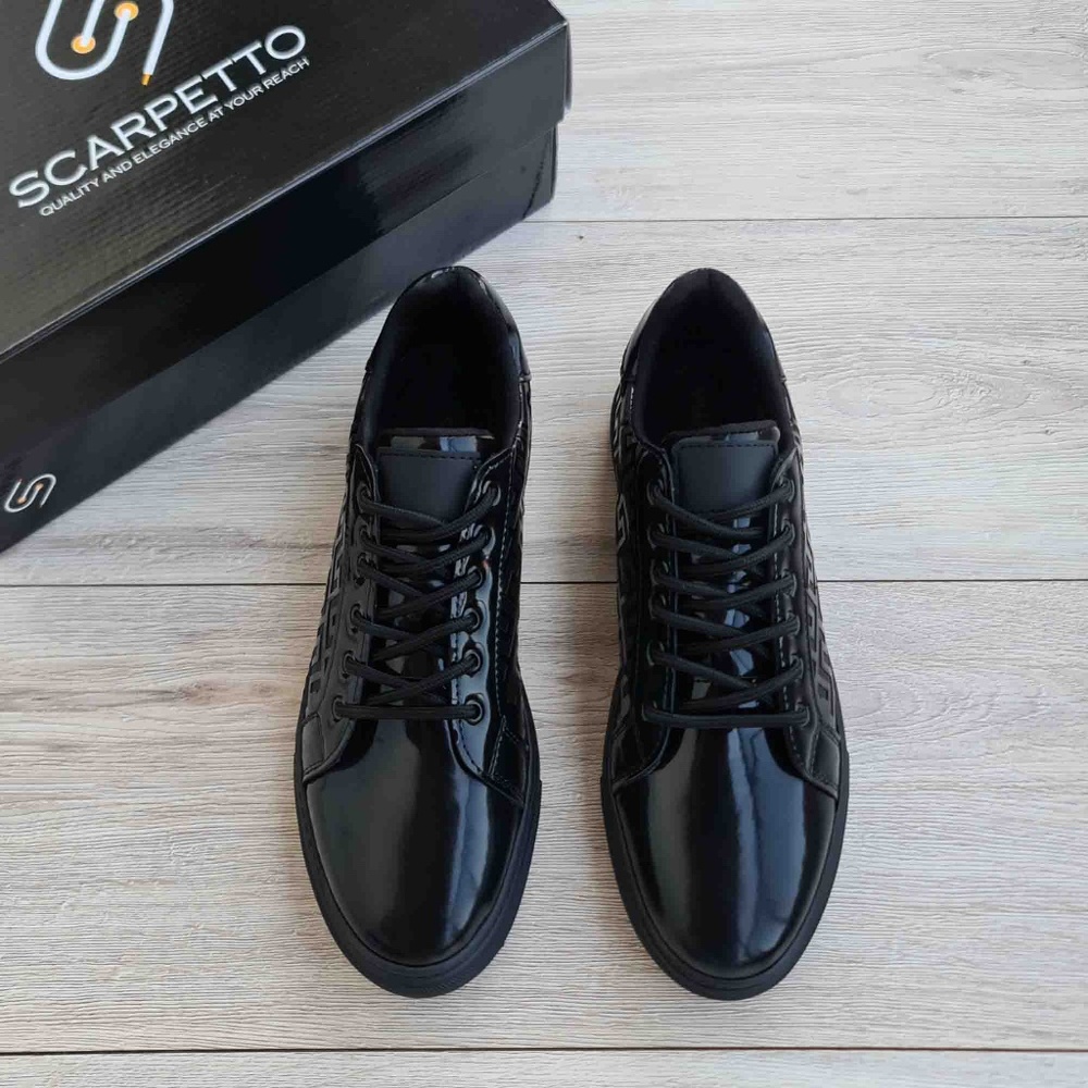 Black Patent Leather Sneakers for Men - Picture 4 of 6